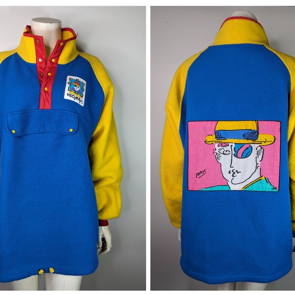 Vintage Peter Max 80s Neo Max Fleece Pullover women’s M - Picture 2 of 15